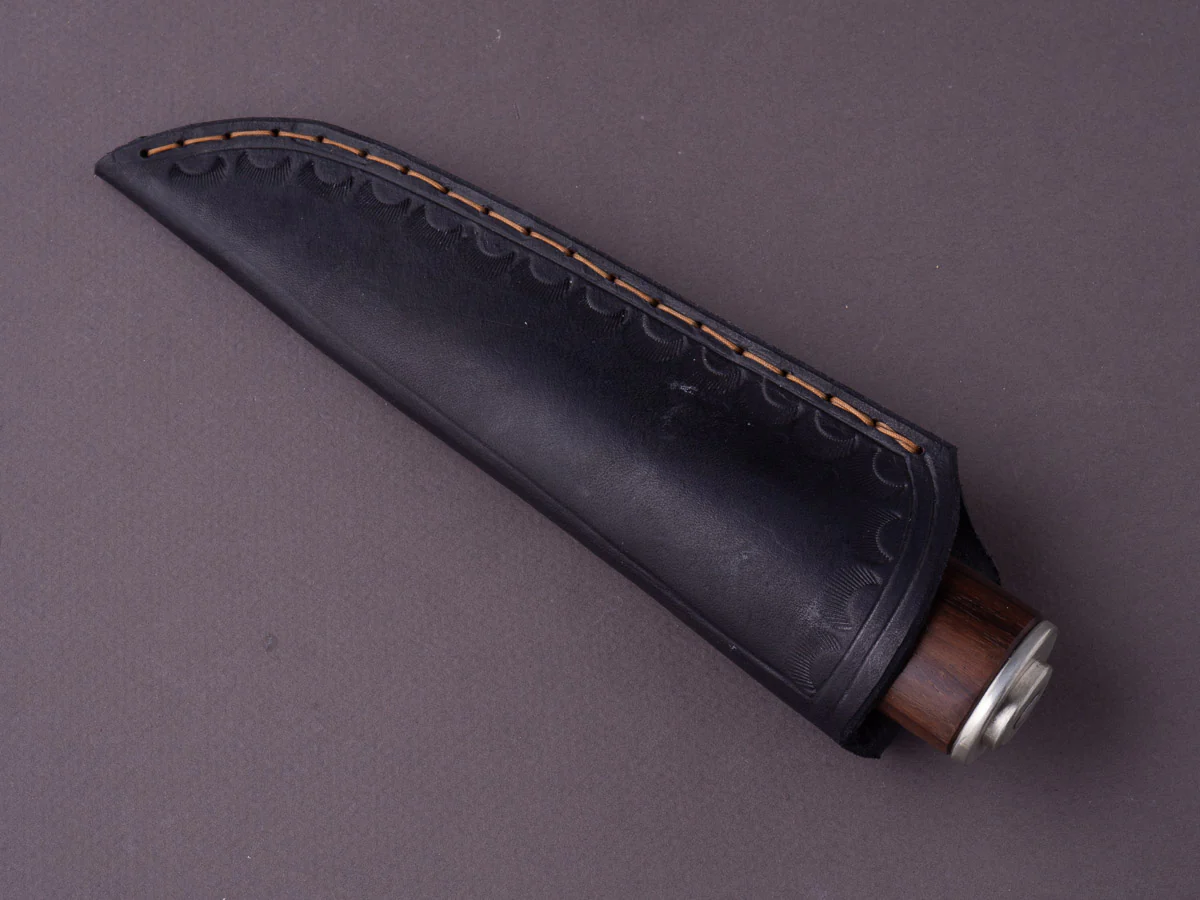 Jordan Kepler - Fixed Blade - Belt Knife - 80CRV2 - 90mm - Rosewood Handle w/ Silver Nickel Fittings - Leather Belt Sheath - Image 2