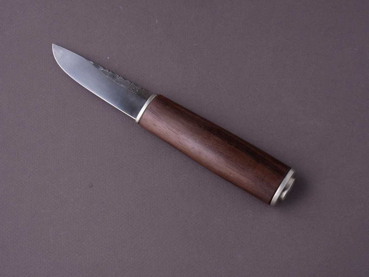 Jordan Kepler - Fixed Blade - Belt Knife - 80CRV2 - 90mm - Rosewood Handle w/ Silver Nickel Fittings - Leather Belt Sheath - Image 5