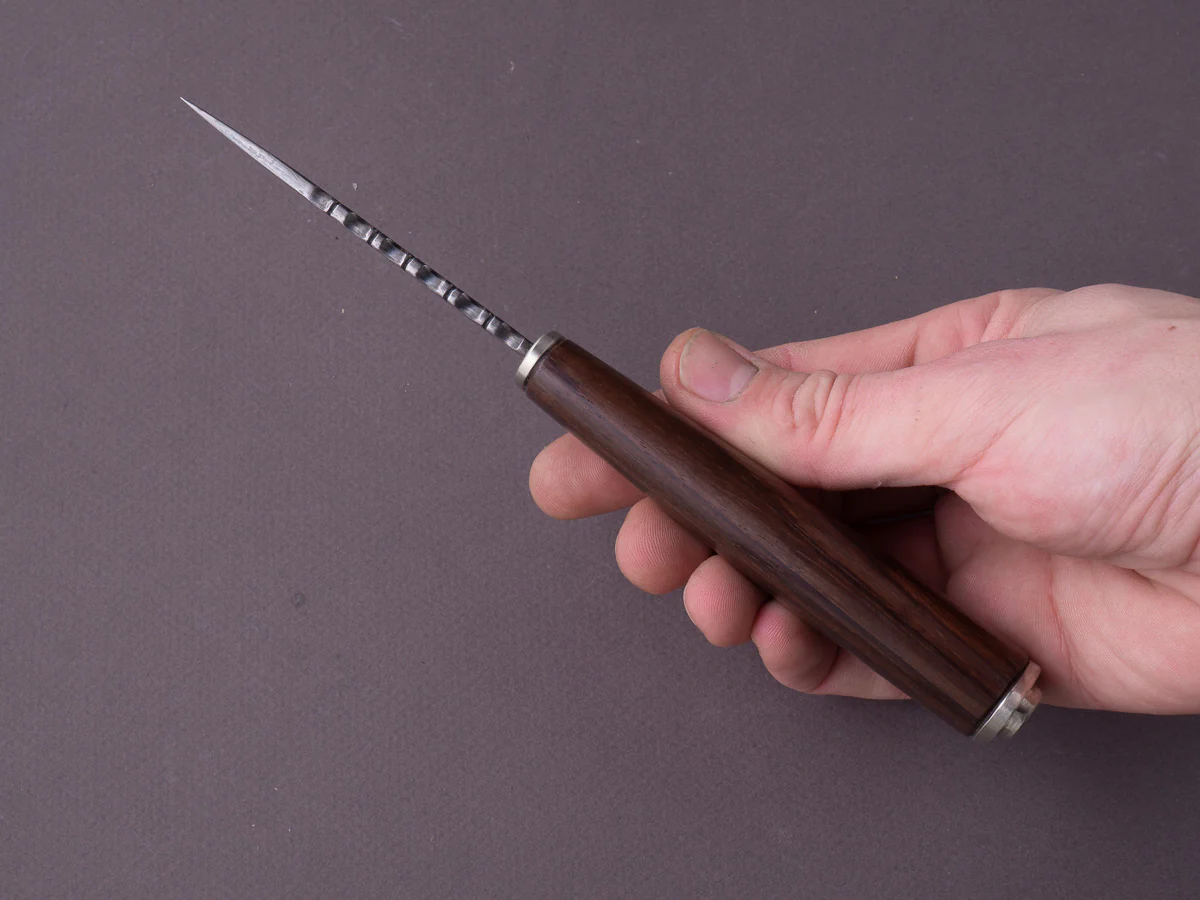 Jordan Kepler - Fixed Blade - Belt Knife - 80CRV2 - 90mm - Rosewood Handle w/ Silver Nickel Fittings - Leather Belt Sheath - Image 7