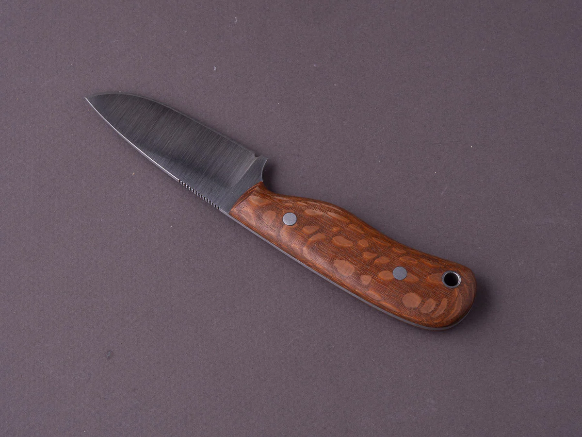 Jordan Kepler - Fixed Blade - Ridge Runner - 80CRV2 - 70mm - Lacewood Handle - Leather Pocket Clip - Image 5