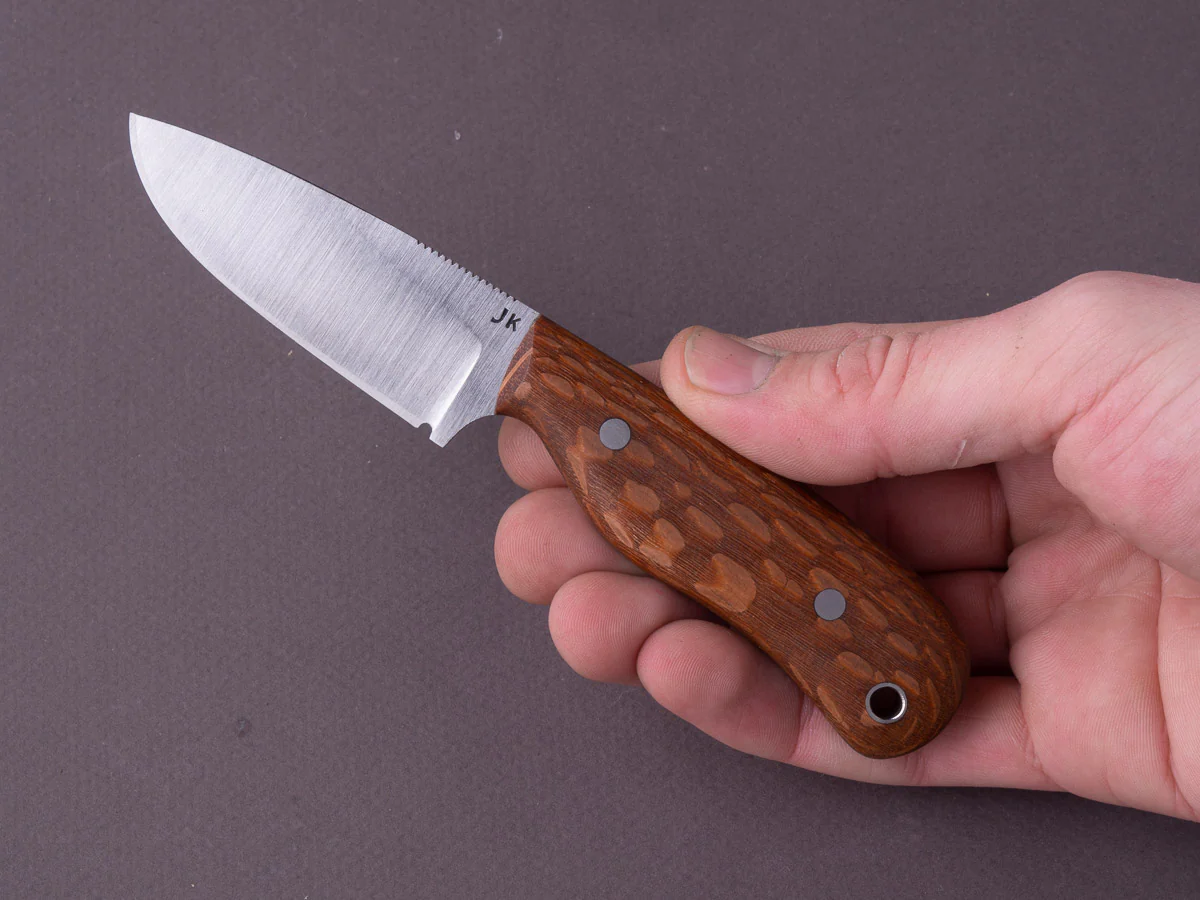 Jordan Kepler - Fixed Blade - Ridge Runner - 80CRV2 - 70mm - Lacewood Handle - Leather Pocket Clip - Image 6