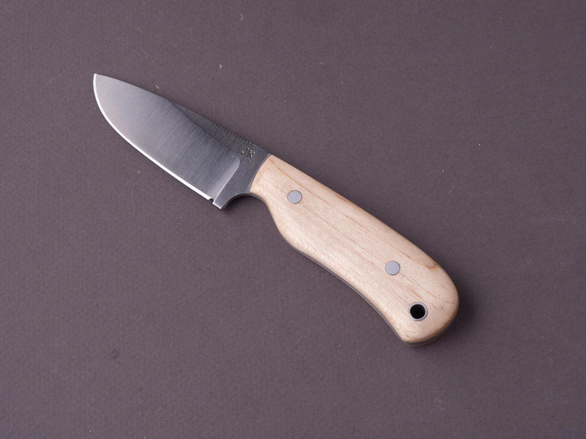 Jordan Kepler - Fixed Blade - Ridge Runner - 80CRV2 -  70mm - Maple Handle - Leather Pocket Clip - Image 3