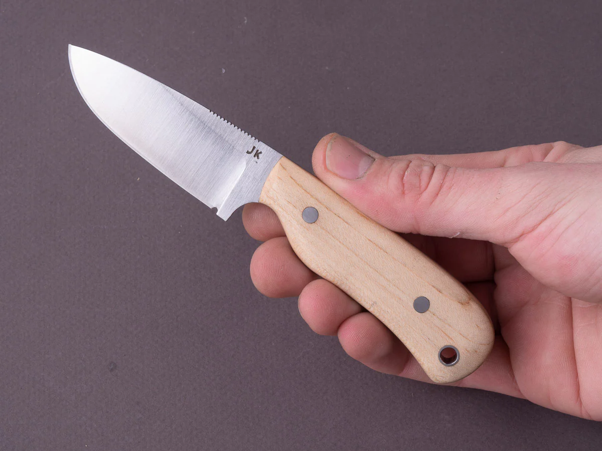 Jordan Kepler - Fixed Blade - Ridge Runner - 80CRV2 -  70mm - Maple Handle - Leather Pocket Clip - Image 5