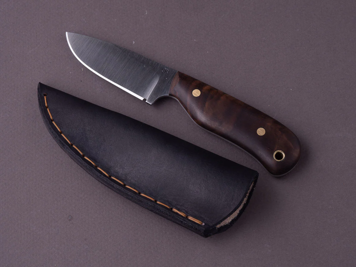 Jordan Kepler - Fixed Blade - Ridge Runner - 80CRV2 - 70mm - Walnut Handle - Leather Pocket Clip