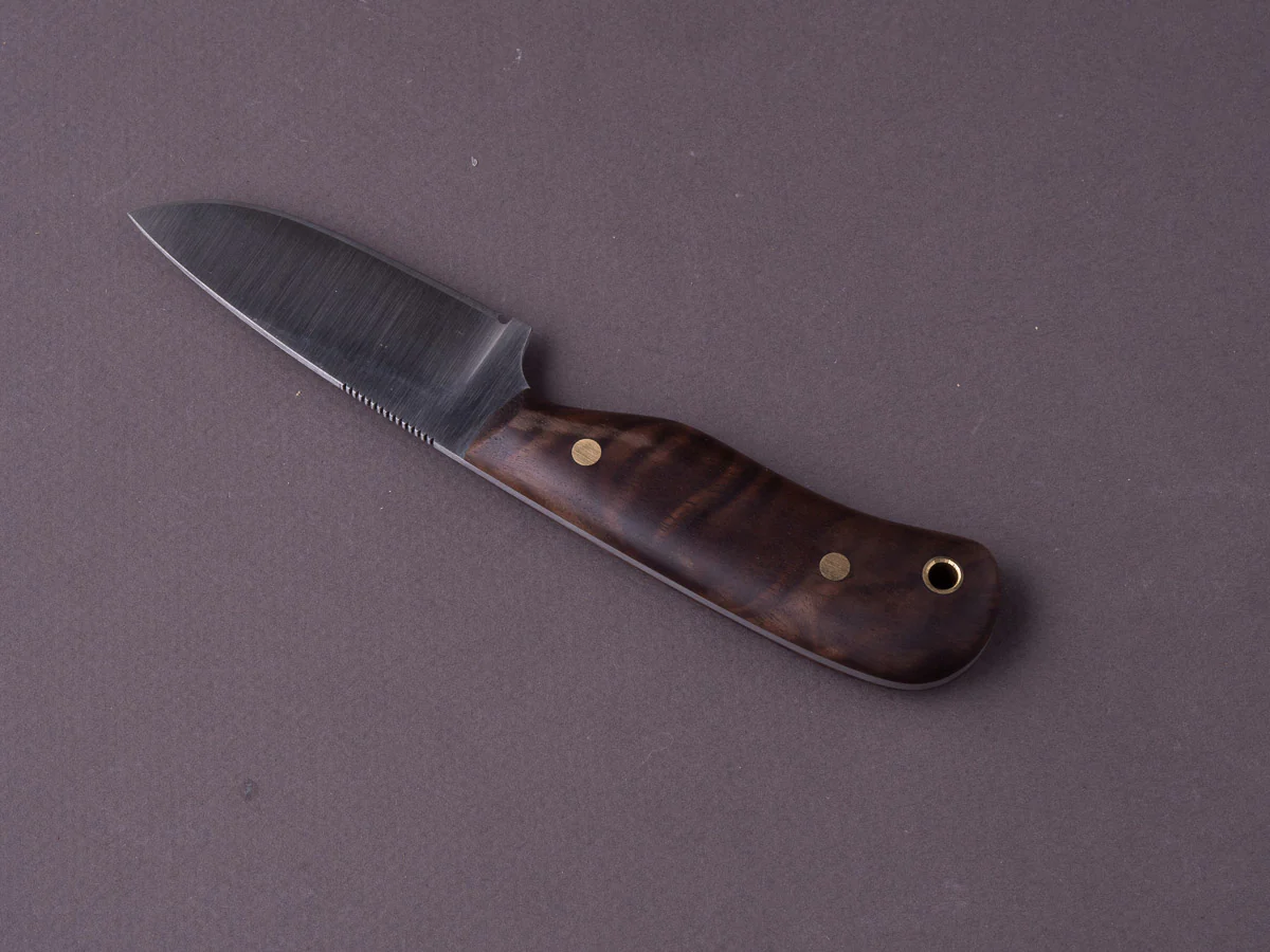 Jordan Kepler - Fixed Blade - Ridge Runner - 80CRV2 - 70mm - Walnut Handle - Leather Pocket Clip - Image 5