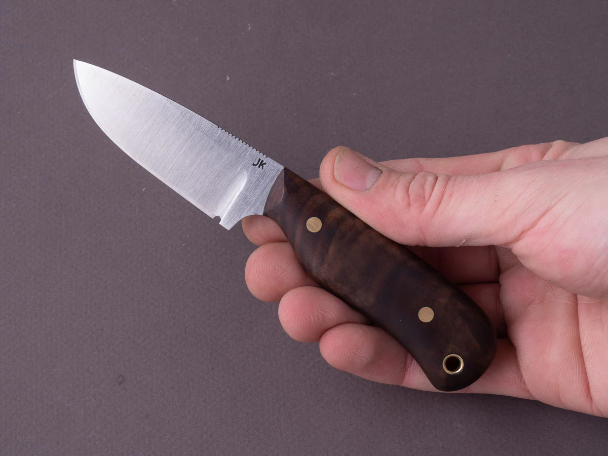 Jordan Kepler - Fixed Blade - Ridge Runner - 80CRV2 - 70mm - Walnut Handle - Leather Pocket Clip - Image 6