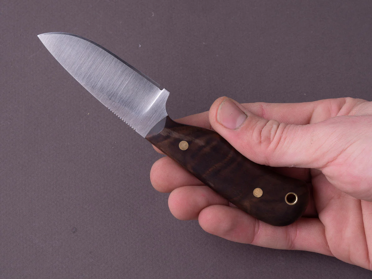 Jordan Kepler - Fixed Blade - Ridge Runner - 80CRV2 - 70mm - Walnut Handle - Leather Pocket Clip - Image 7