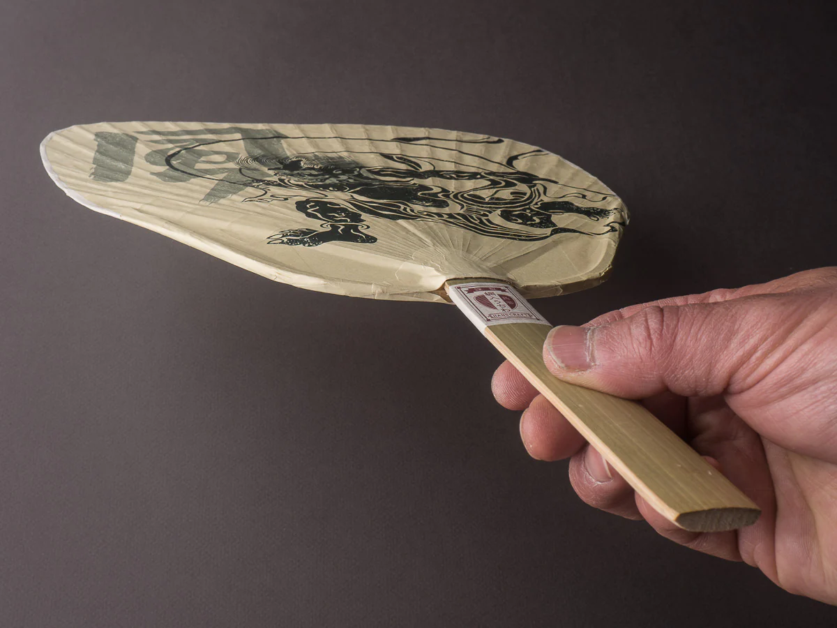 Komon - Shibu-Uchiwa - Paper Fan - Fujin & Raijin - Wind God & Thunder God - Image 4