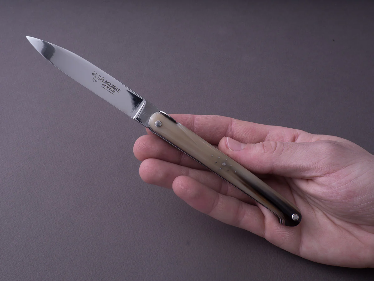 Laguiole en Aubrac 95mm Folding Knife Blonde Horn Handle - Image 5