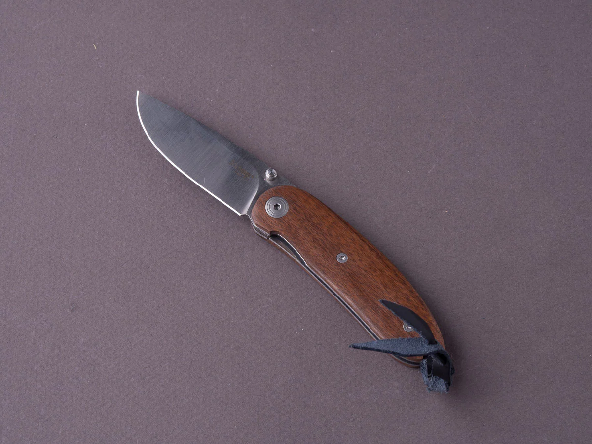 lionSTEEL - Folding Knife - Mini - Drop Point - D2 - Liner Lock - Santos Mahogany Handle - Image 4