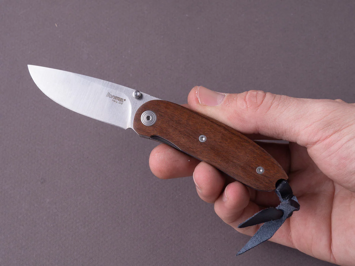 lionSTEEL - Folding Knife - Mini - Drop Point - D2 - Liner Lock - Santos Mahogany Handle - Image 6