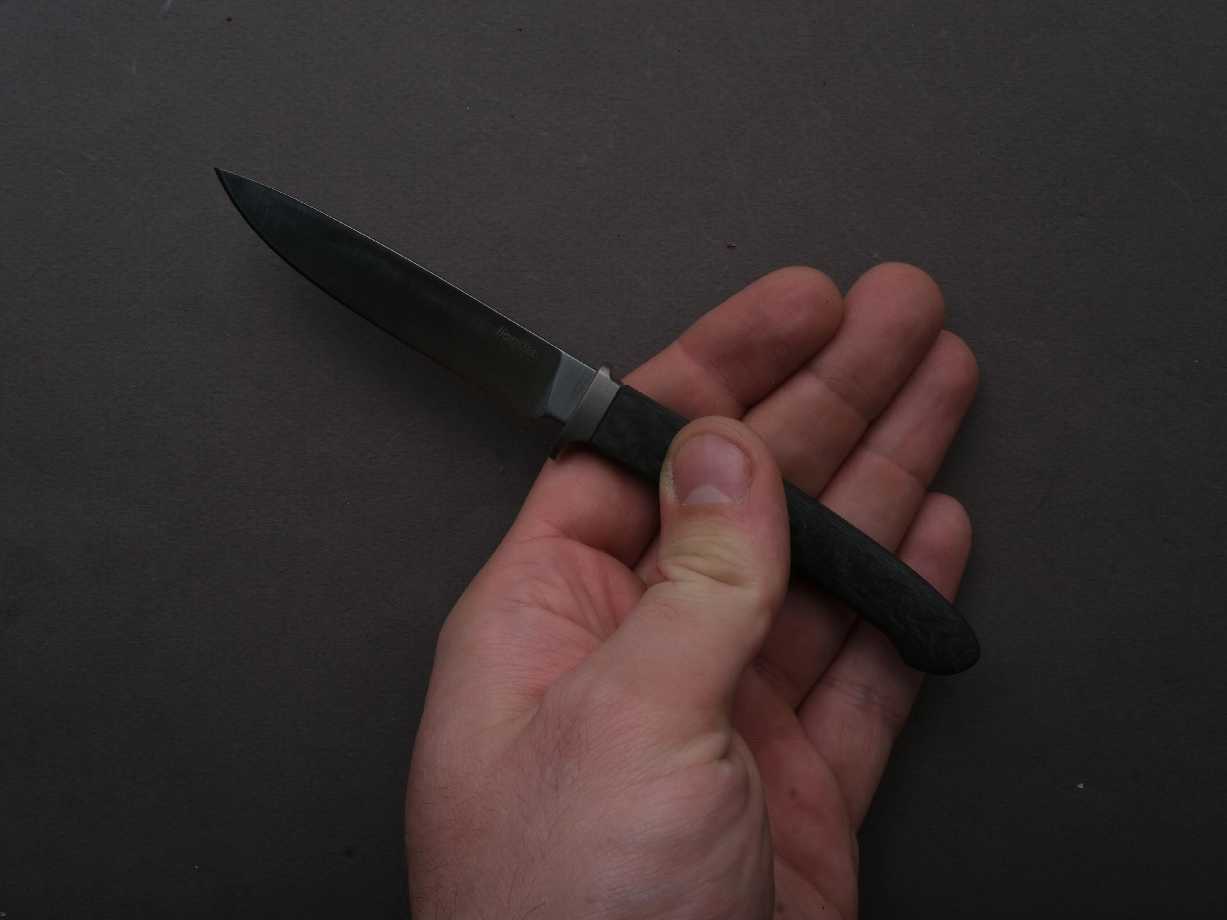 lionSTEEL - Fixed Blade - Ago - M390 - 80mm - Carbon Fiber - Leather Sheath - Image 3