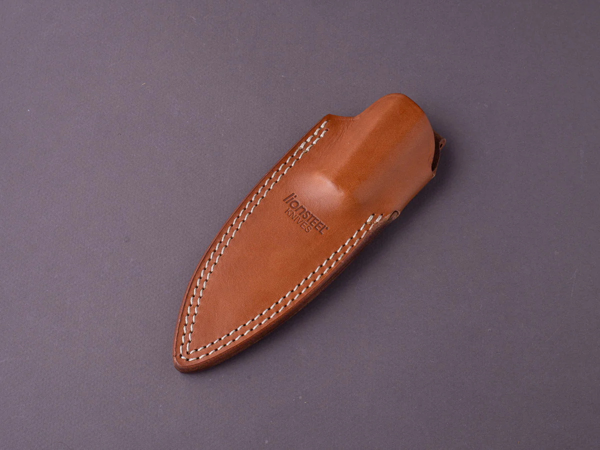 lionSTEEL - Fixed Blade - B40 - 100mm - Sleipner - Orange G10 Handle - Stonewashed - Leather Sheath - Image 3
