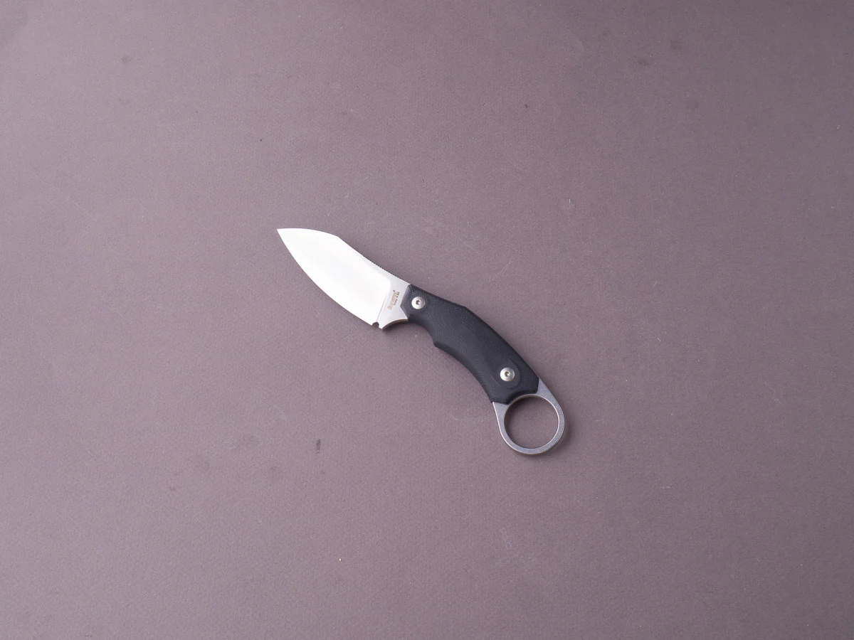 lionSTEEL - Fixed Blade - H1 - M390 - 75mm - Black Micarta - Leather Sheath - Stonewashed - Image 2