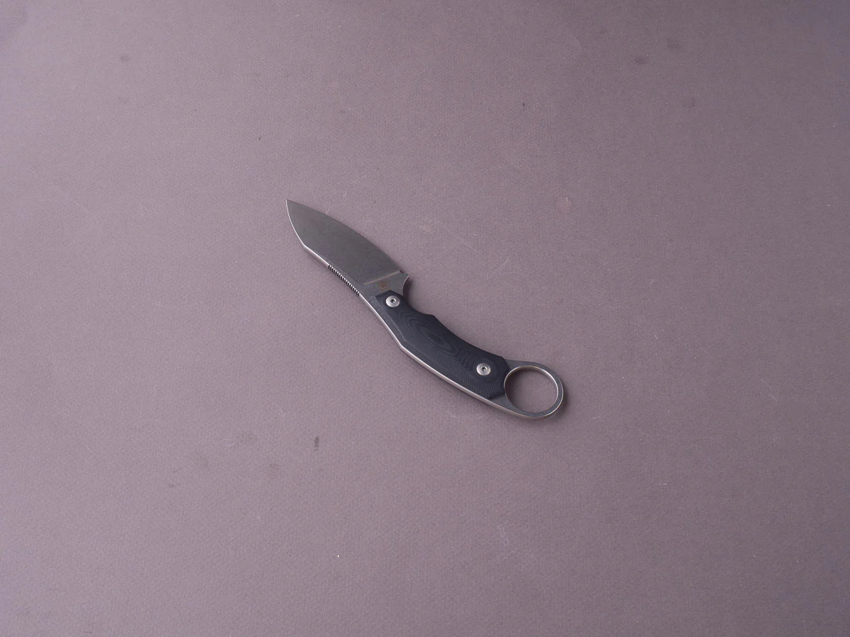 lionSTEEL - Fixed Blade - H1 - M390 - 75mm - Black Micarta - Leather Sheath - Stonewashed - Image 3