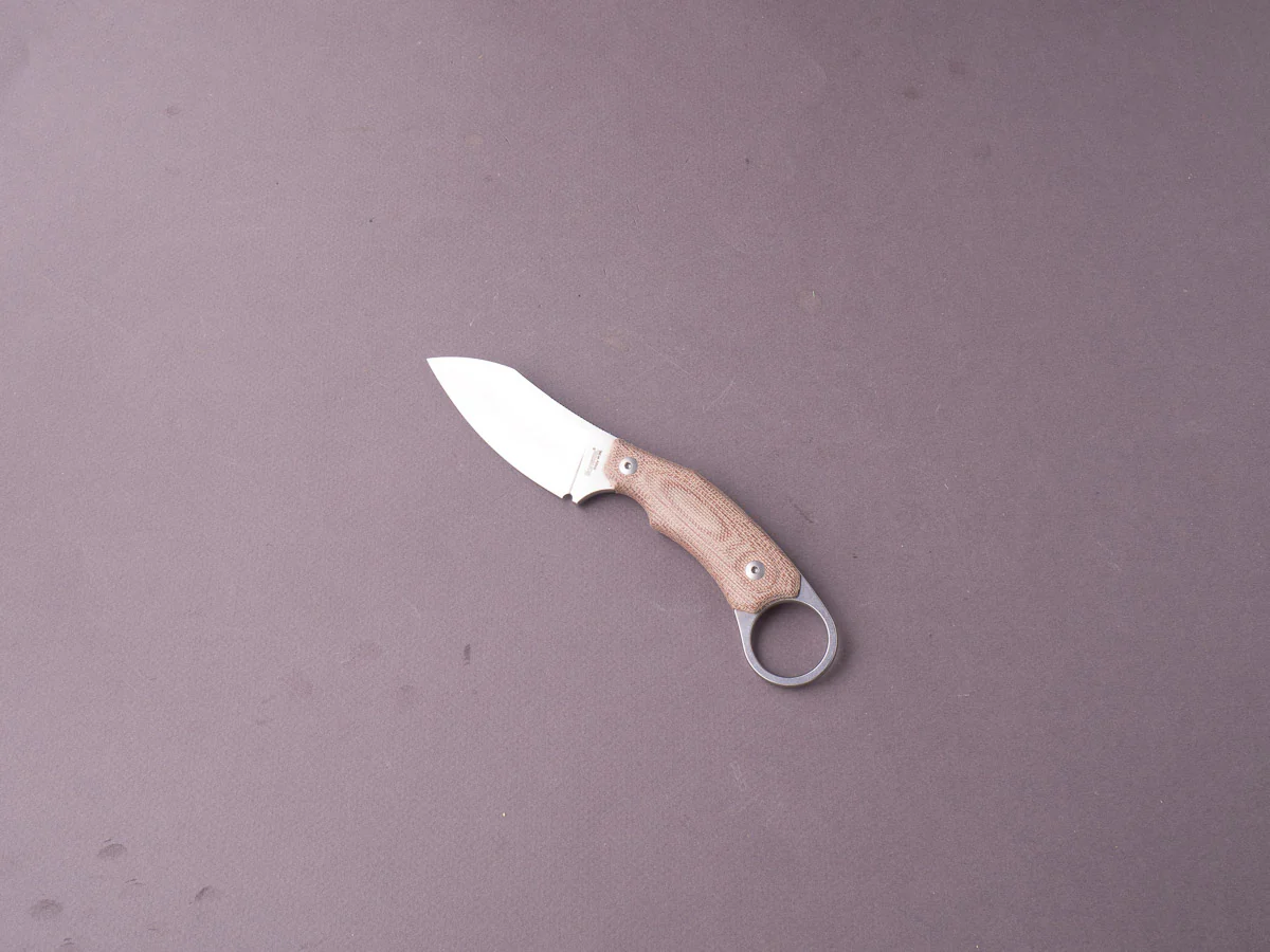 lionSTEEL - Fixed Blade - H1 - M390 - 75mm - Natural Micarta - Leather Sheath - Stonewashed - Image 2