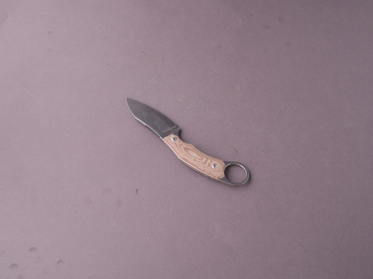 lionSTEEL - Fixed Blade - H1 - M390 - 75mm - Natural Micarta - Leather Sheath - Stonewashed - Image 3