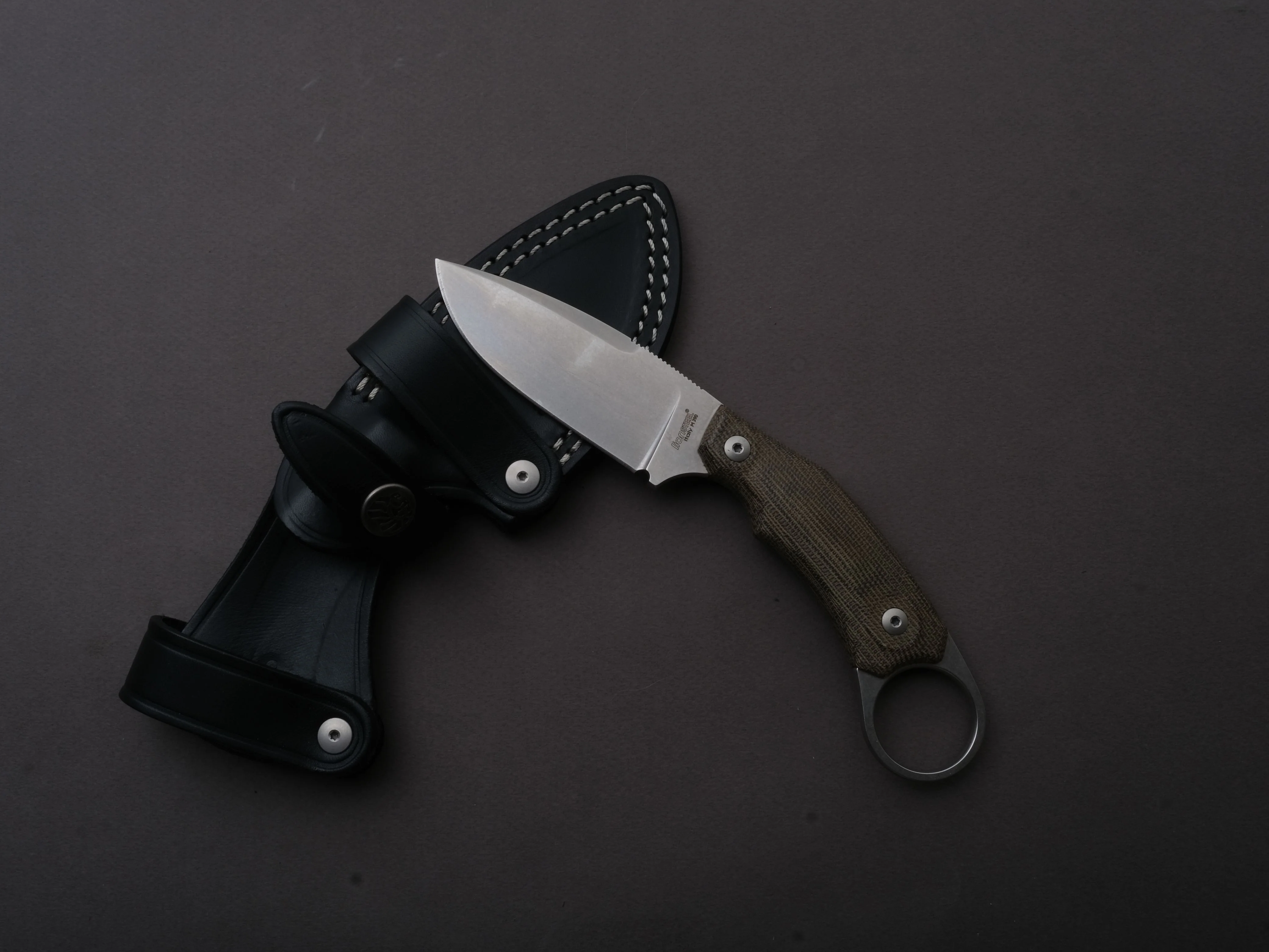 lionSTEEL - Fixed Blade - H2 - M390 - 75mm - Green Micarda - Kydex Sheath - Image 2