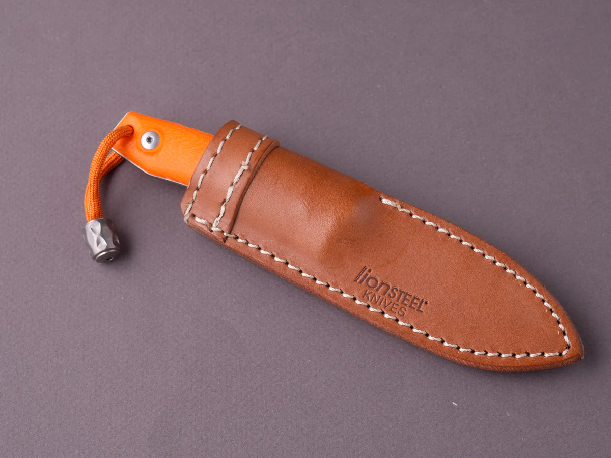 lionSTEEL - Fixed Blade - M1 - M390 - 75mm - Orange G10 Handle - Leather Sheath - Image 2