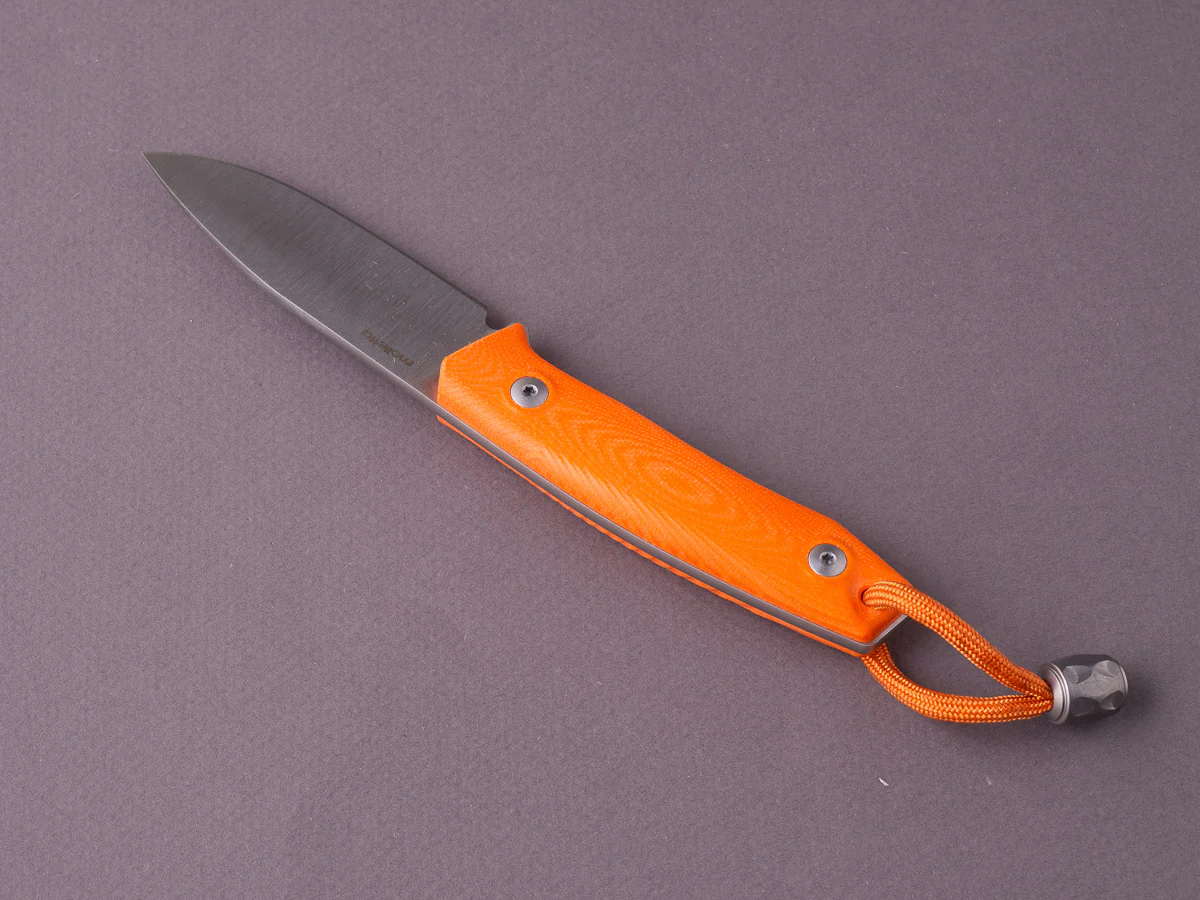 lionSTEEL - Fixed Blade - M1 - M390 - 75mm - Orange G10 Handle - Leather Sheath - Image 3