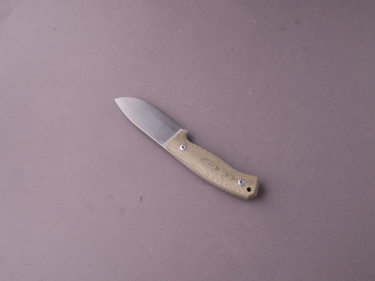 lionSTEEL - Fixed Blade - M2M - M390 - 90mm - Green Canvas Micarta Handle - Leather Sheath - Image 3