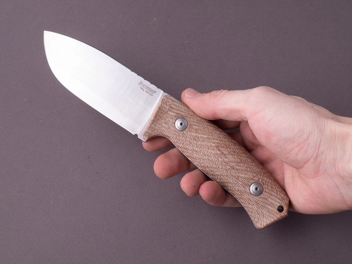 lionSTEEL - Fixed Blade - M3 - Niolox - 105mm - Canvas Micarta Handle - Leather Sheath - Image 4