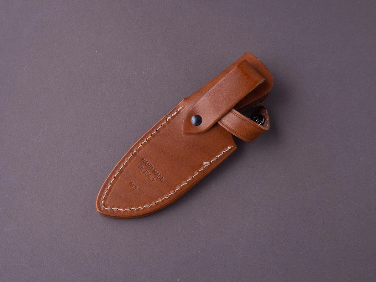 lionSTEEL - Fixed Blade - M3 - Niolox - 105mm - Green Canvas Micarta Handle - Leather Sheath - Image 4