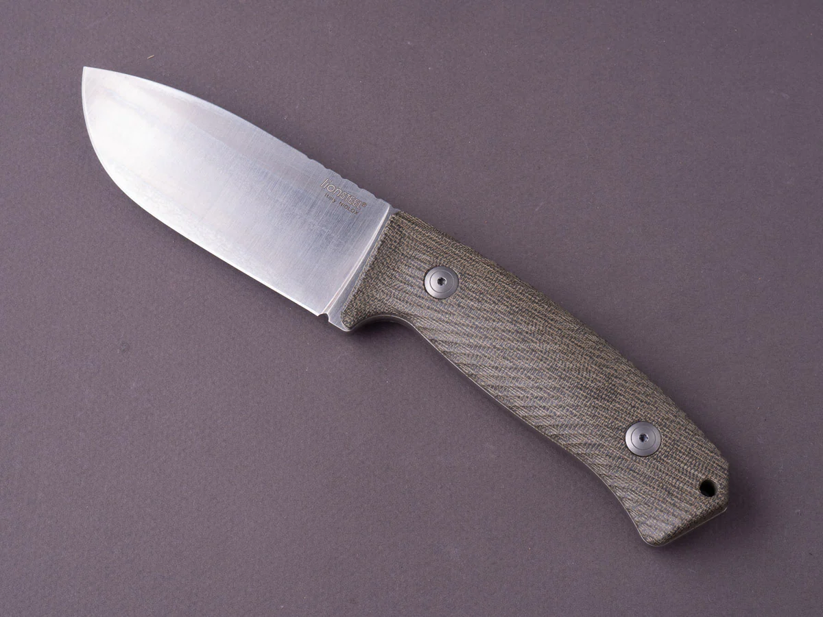 lionSTEEL - Fixed Blade - M3 - Niolox - 105mm - Green Canvas Micarta Handle - Leather Sheath - Image 5