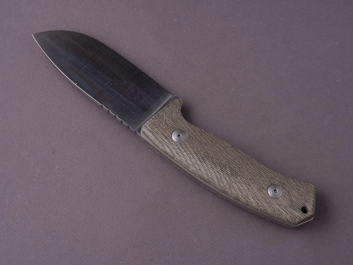 lionSTEEL - Fixed Blade - M3 - Niolox - 105mm - Green Canvas Micarta Handle - Leather Sheath - Image 6