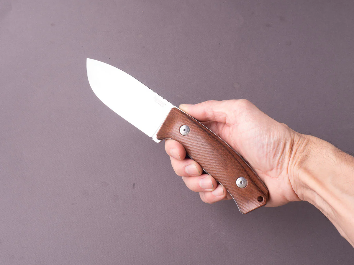 lionSTEEL - Fixed Blade - M3 - Niolox - 105mm - Santos Mahogany Handle - Leather Sheath - Image 4
