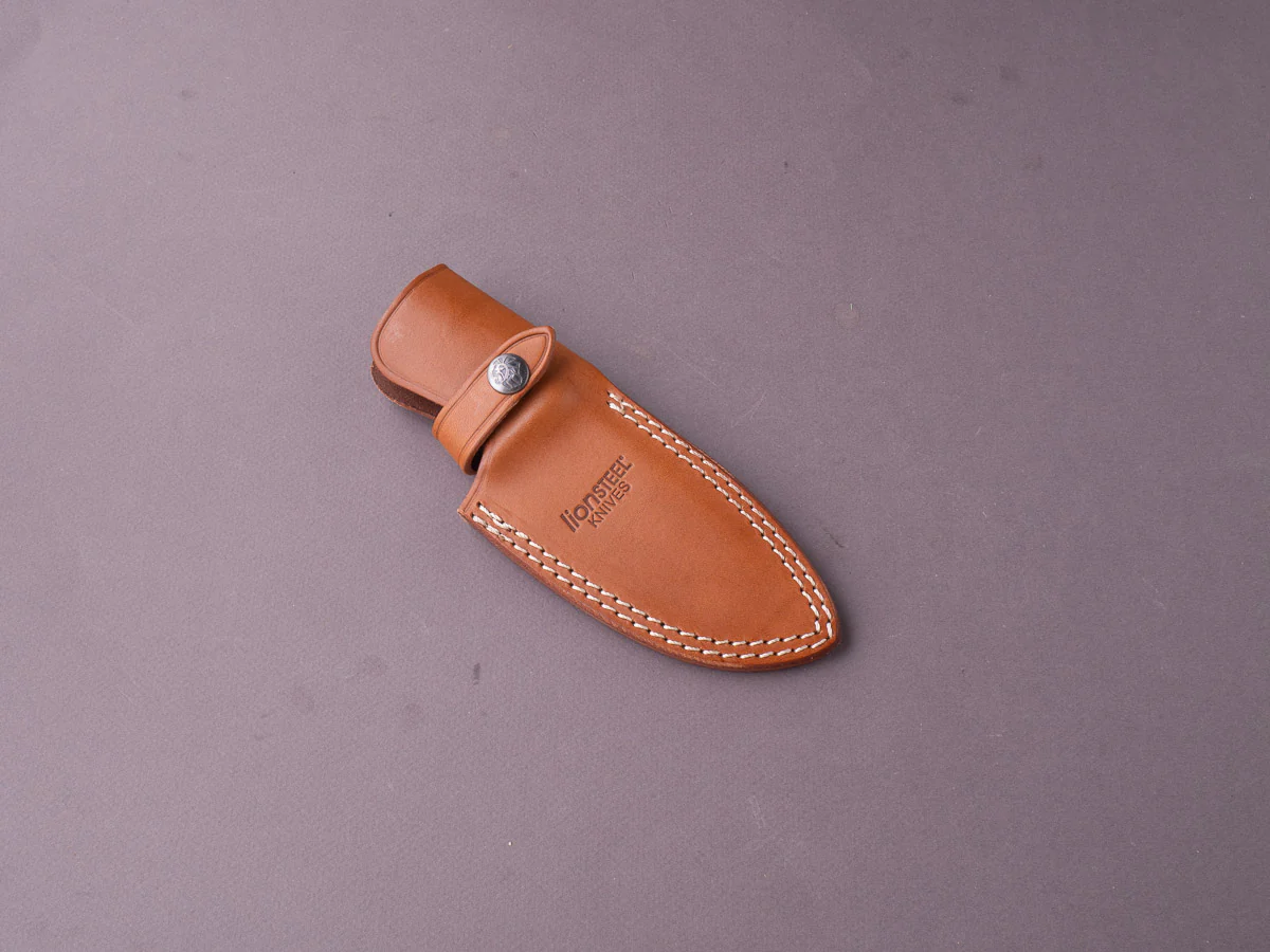 lionSTEEL - Fixed Blade - M3 - Niolox - 105mm - Santos Mahogany Handle - Leather Sheath - Image 7