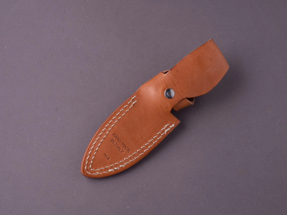 lionSTEEL - Fixed Blade - M4 - M390 - 105mm - Santos Mahogany Handle - Leather Sheath - Image 4