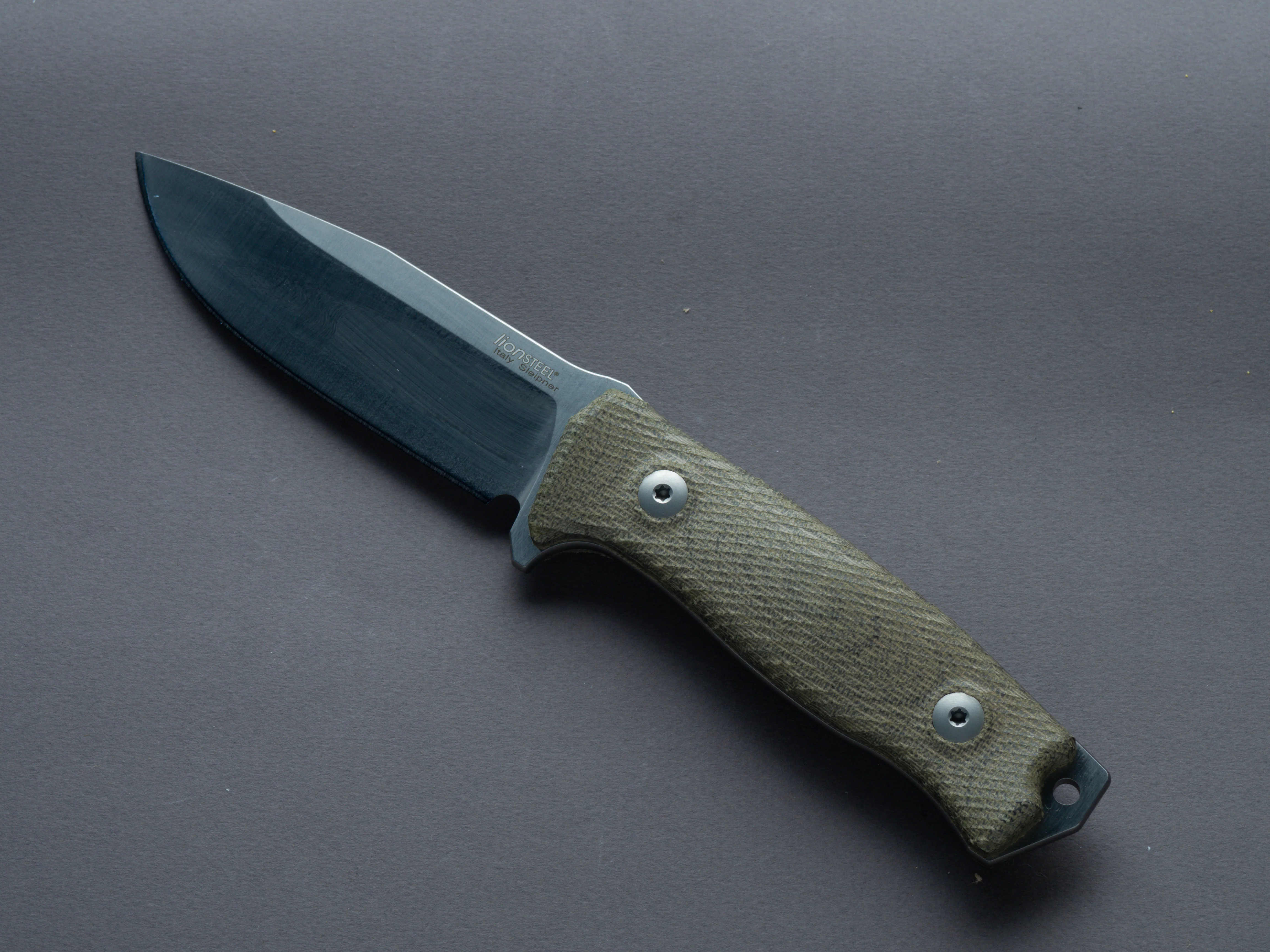 lionSTEEL - Fixed Blade - M5 - Sleipner - 110mm - Green Canvas Handle - Leather Sheath - Image 2