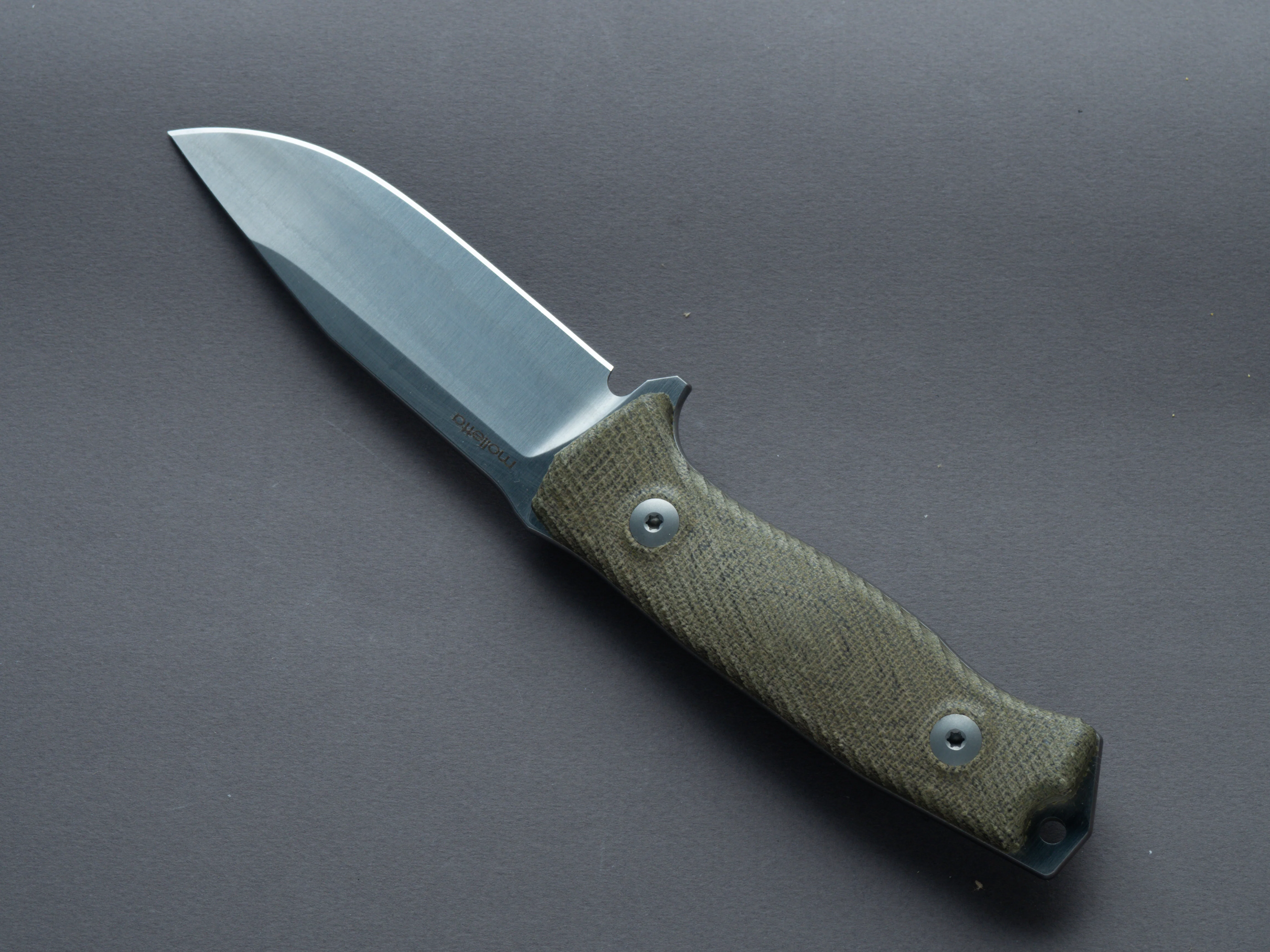 lionSTEEL - Fixed Blade - M5 - Sleipner - 110mm - Green Canvas Handle - Leather Sheath - Image 3