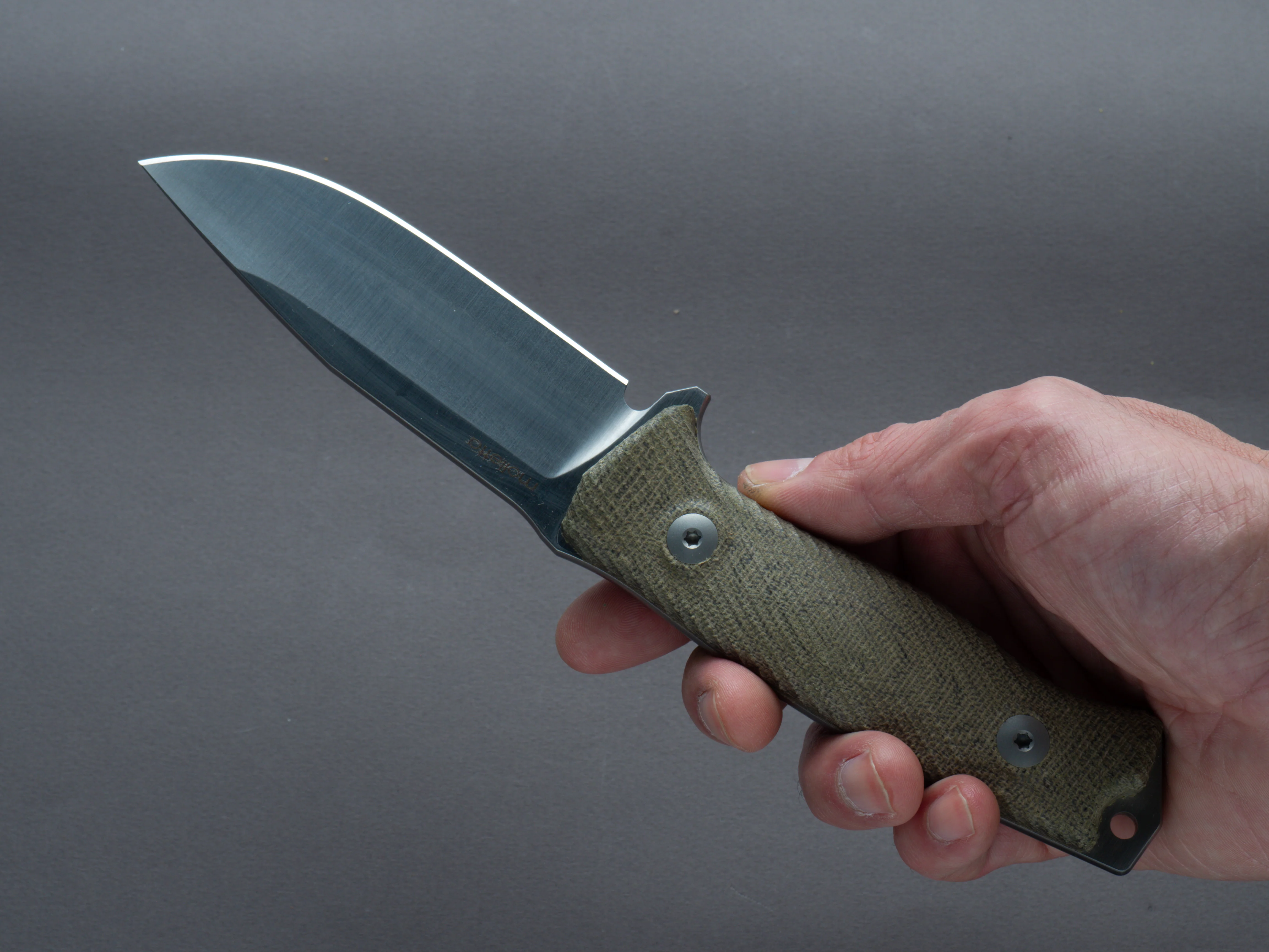 lionSTEEL - Fixed Blade - M5 - Sleipner - 110mm - Green Canvas Handle - Leather Sheath - Image 5