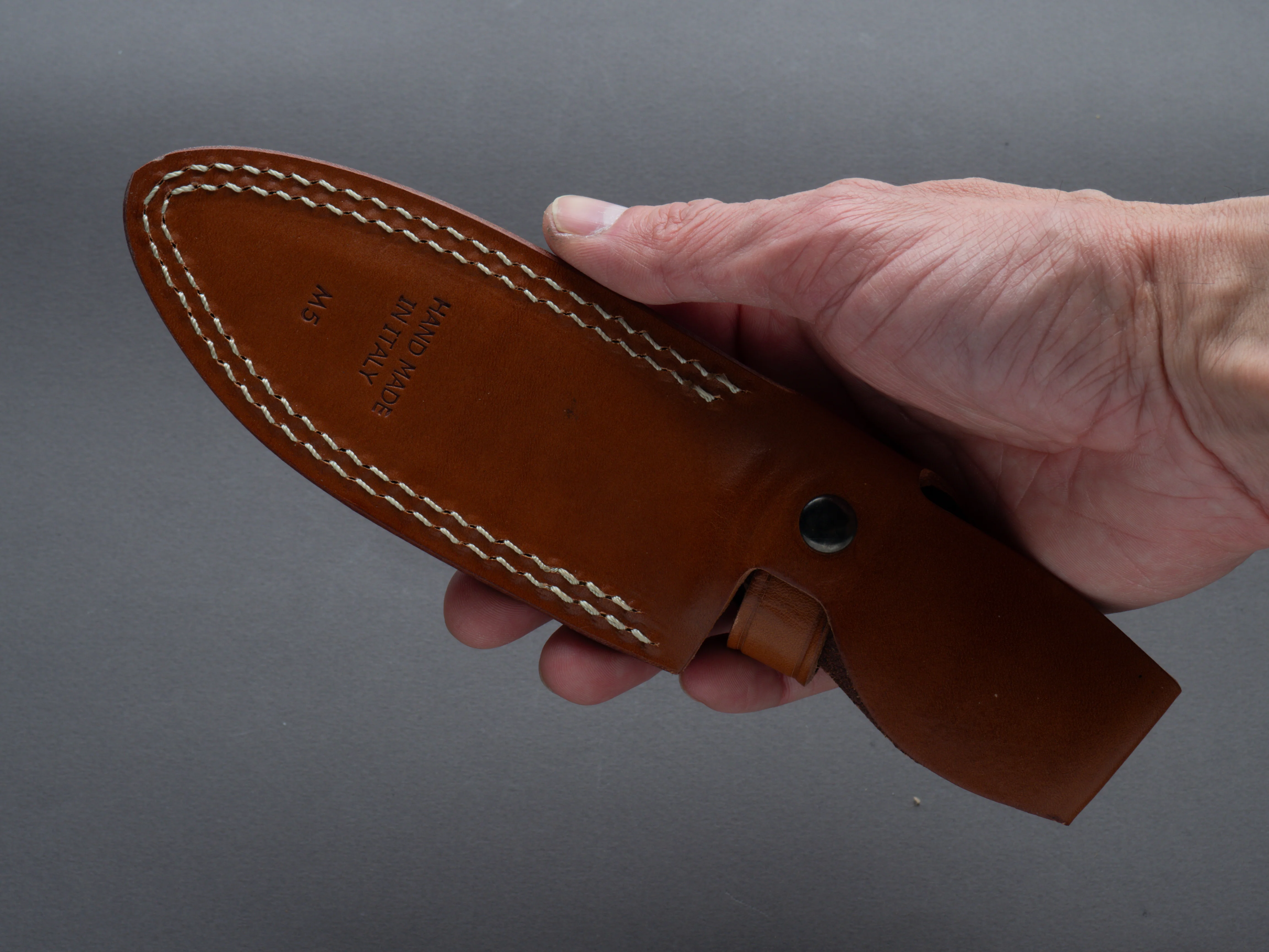 lionSTEEL - Fixed Blade - M5 - Sleipner - 110mm - Green Canvas Handle - Leather Sheath - Image 8