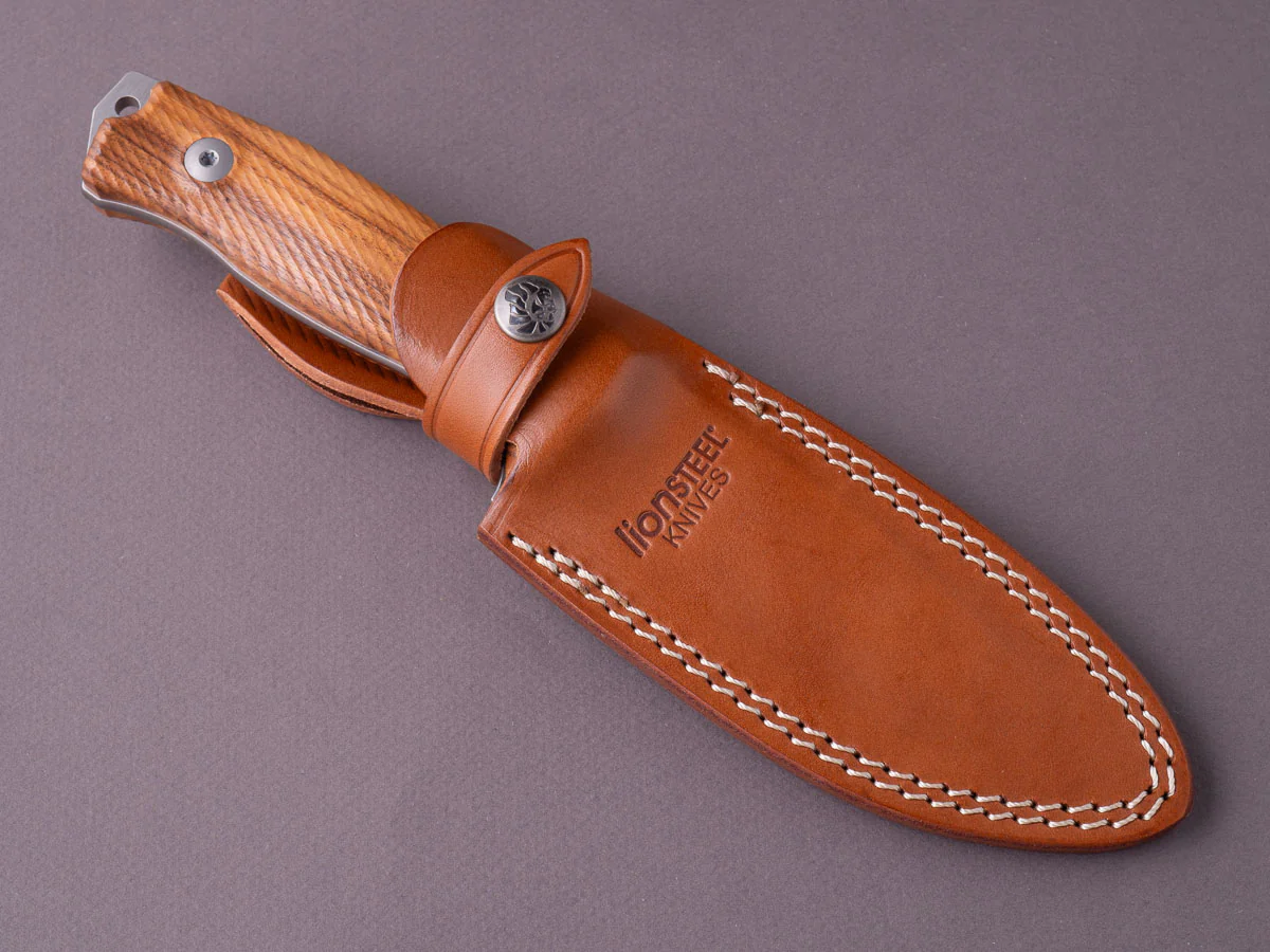lionSTEEL - Fixed Blade - M5 - Sleipner - 110mm - Santos Handle - Leather Sheath - Image 2