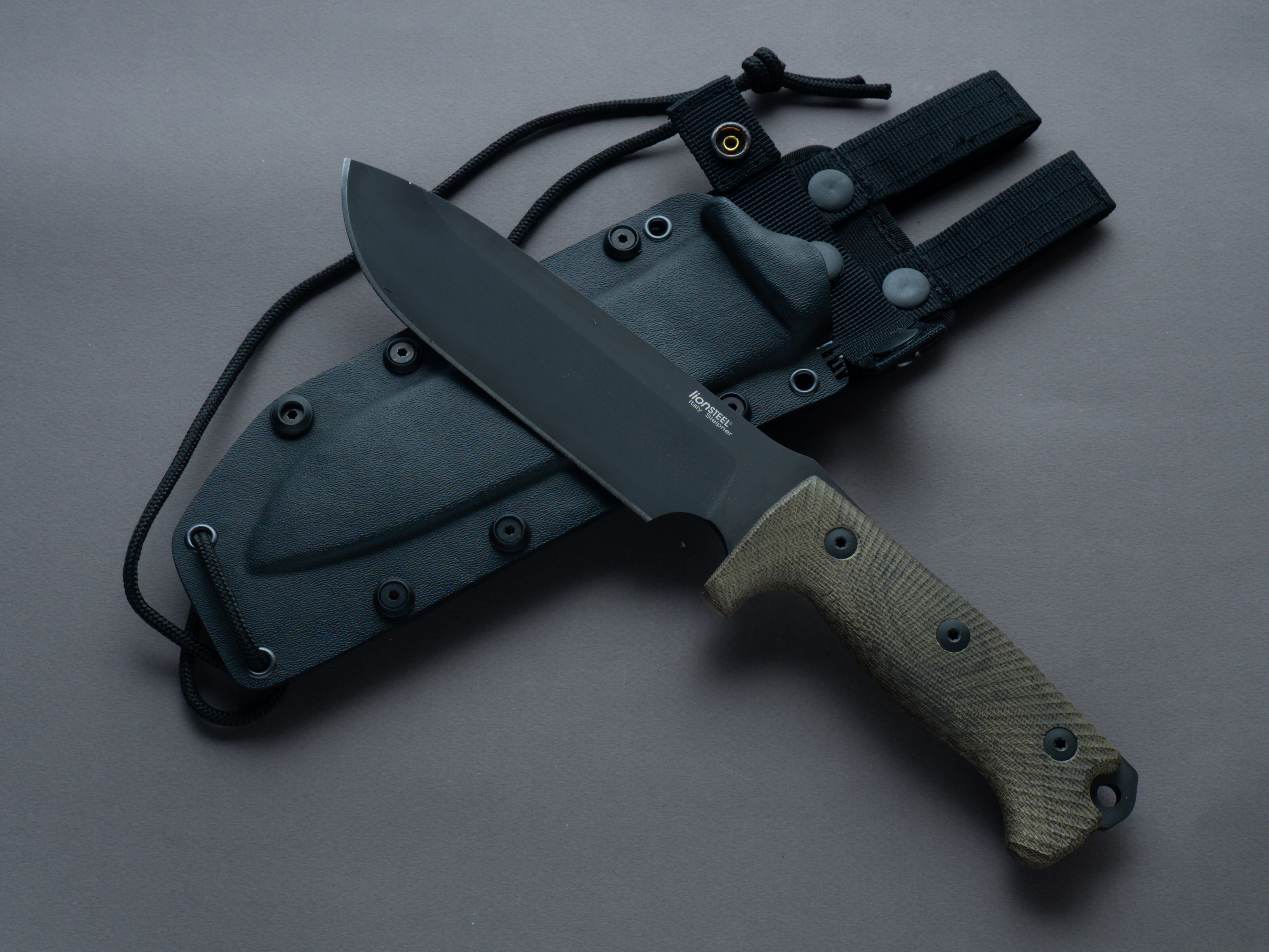 lionSTEEL - Fixed Blade - M7 - Sleipner - Milspec - 180mm - Green Canvas Micarta Handle - Kydex Sheath