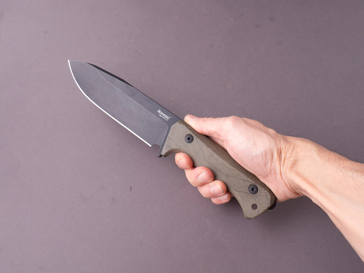 lionSTEEL - Fixed Blade - T6B - CPM 3V - 150mm - Green Canvas Micarta - Black Mil Spec - Kydex Sheath - Image 4