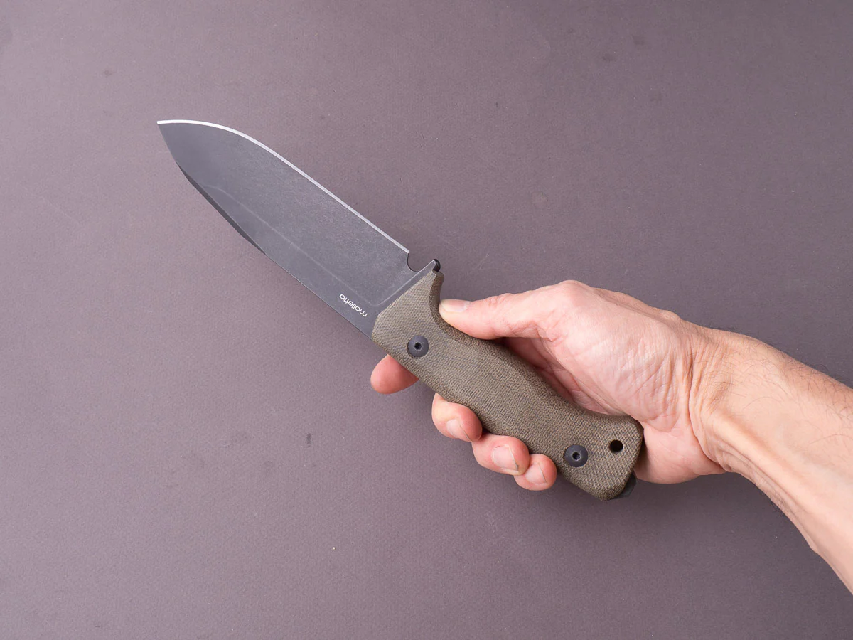 lionSTEEL - Fixed Blade - T6B - CPM 3V - 150mm - Green Canvas Micarta - Black Mil Spec - Kydex Sheath - Image 5