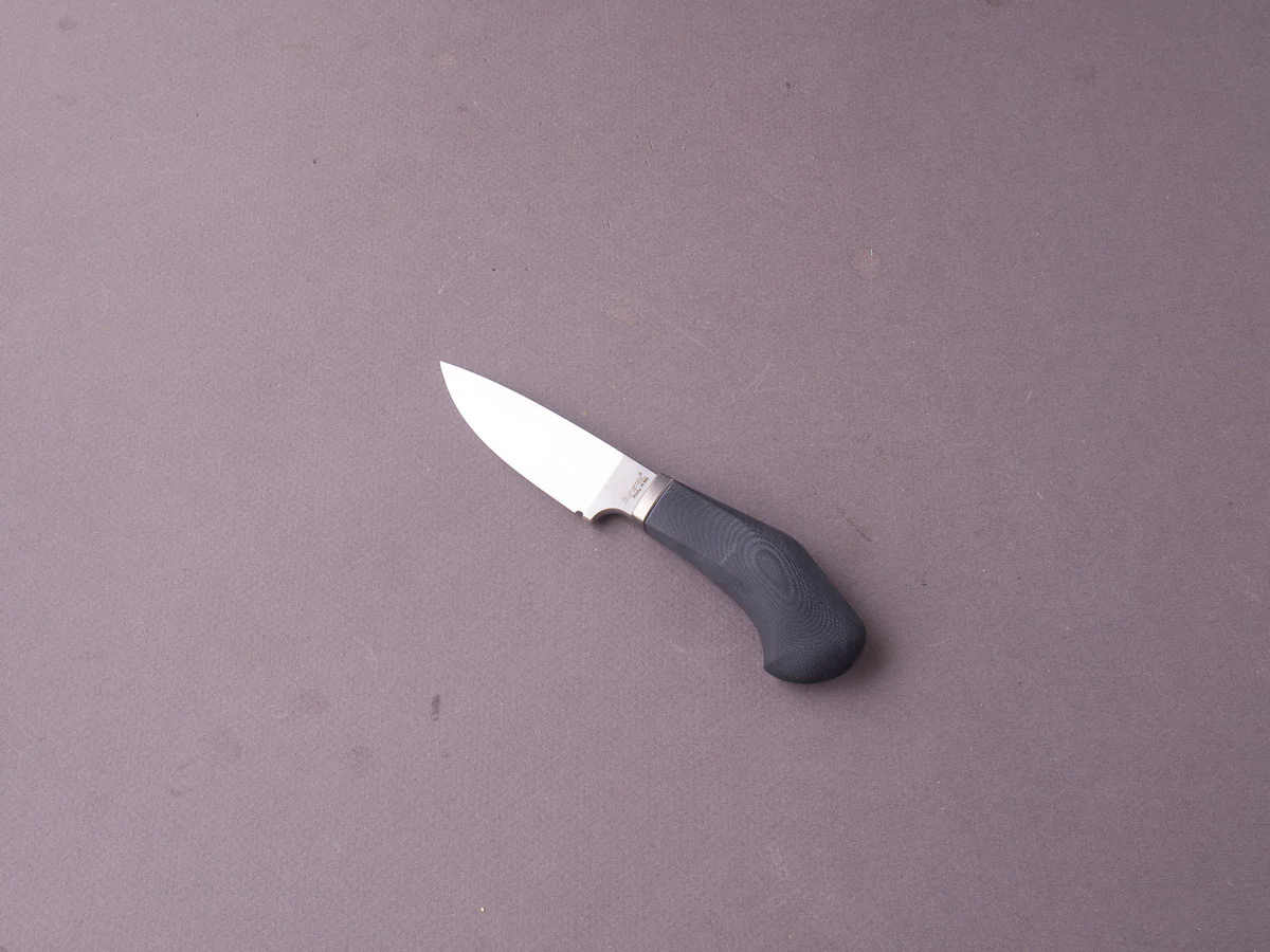 lionSTEEL - Fixed Blade - Willy - M390 - 65mm - Black Canvas Micarta - Leather Sheath - Image 2