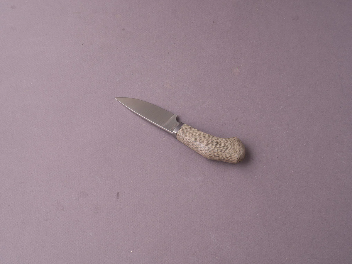 lionSTEEL - Fixed Blade - Willy - M390 - 65mm - Green Canvas Micarta - Leather Sheath - Image 3