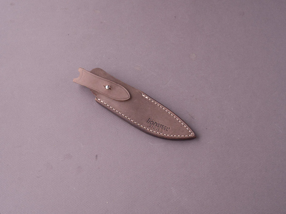 lionSTEEL - Fixed Blade - Willy - M390 - 65mm - Green Canvas Micarta - Leather Sheath - Image 7