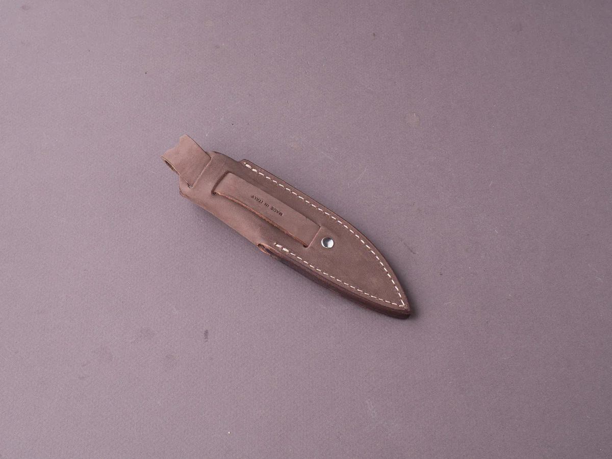 lionSTEEL - Fixed Blade - Willy - M390 - 65mm - Green Canvas Micarta - Leather Sheath - Image 8