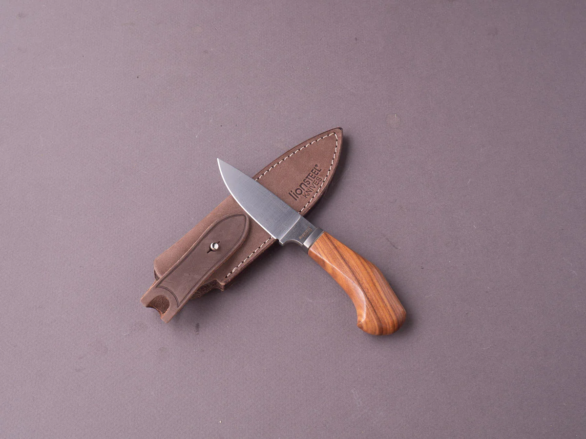lionSTEEL - Fixed Blade - Willy - M390 - 65mm - Santos Mahogany - Leather Sheath