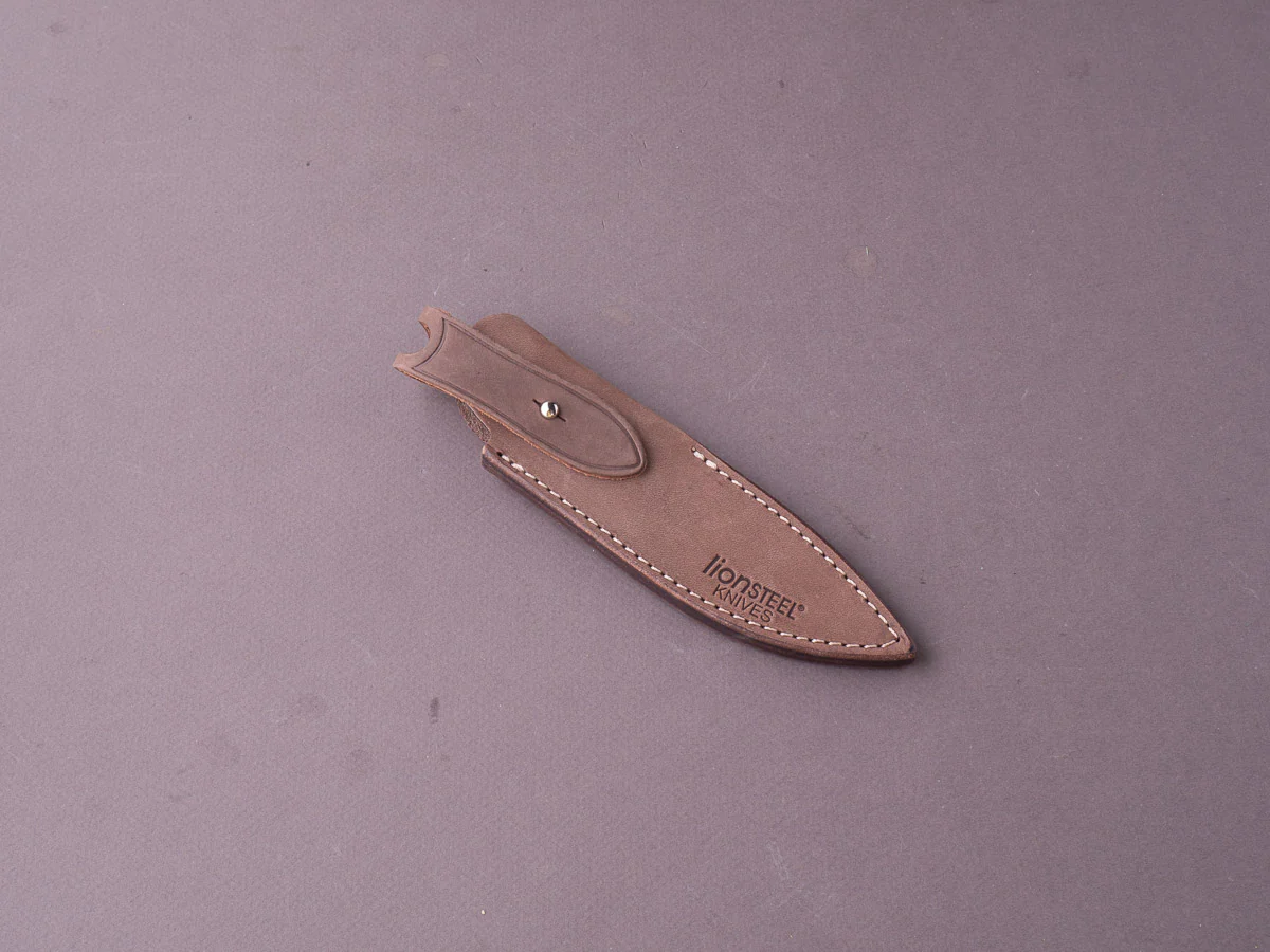 lionSTEEL - Fixed Blade - Willy - M390 - 65mm - Santos Mahogany - Leather Sheath - Image 7