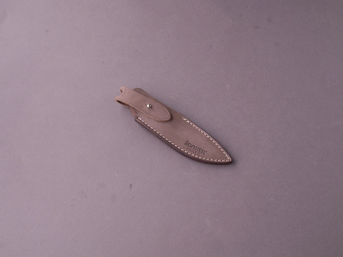lionSTEEL - Fixed Blade - Willy - M390 - 65mm - Natural Canvas Micarta - Leather Sheath - Image 7