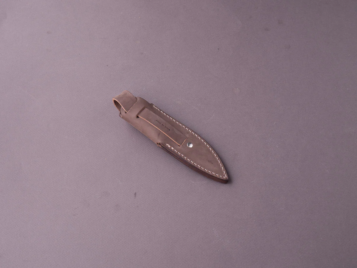 lionSTEEL - Fixed Blade - Willy - M390 - 65mm - Natural Canvas Micarta - Leather Sheath - Image 8