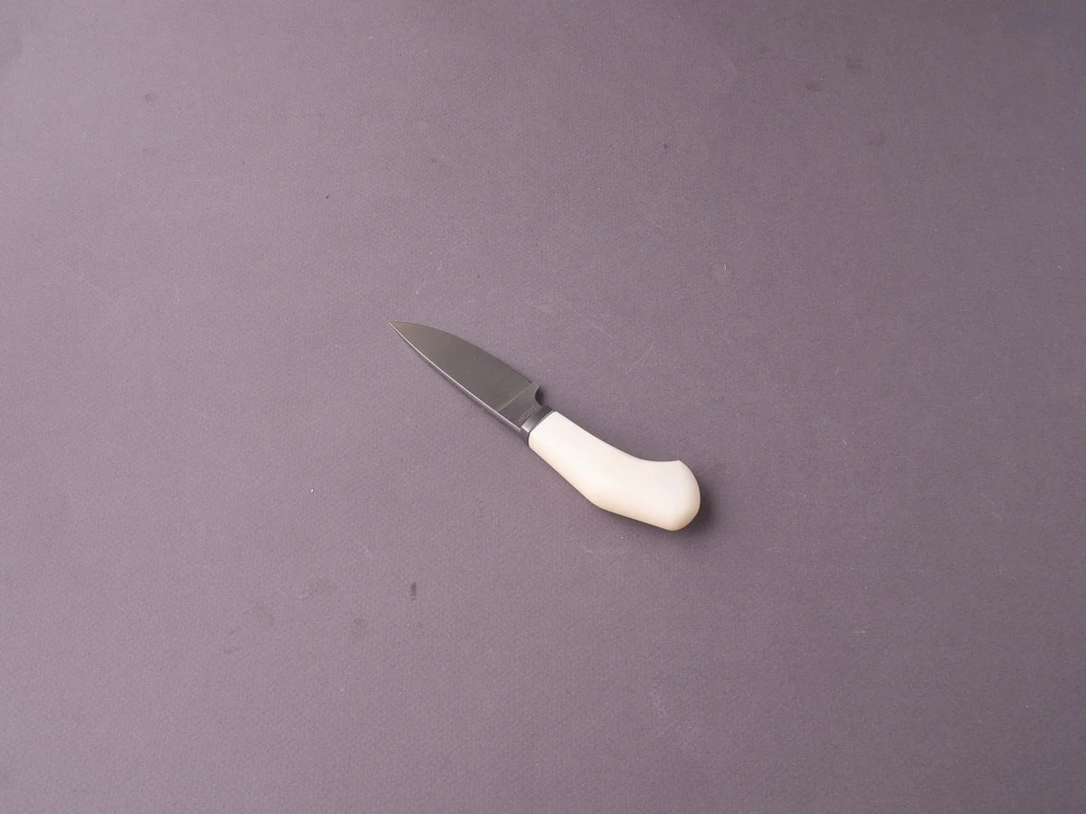 lionSTEEL - Fixed Blade - Willy - M390 - 65mm - White Canvas Micarta - Leather Sheath - Image 3