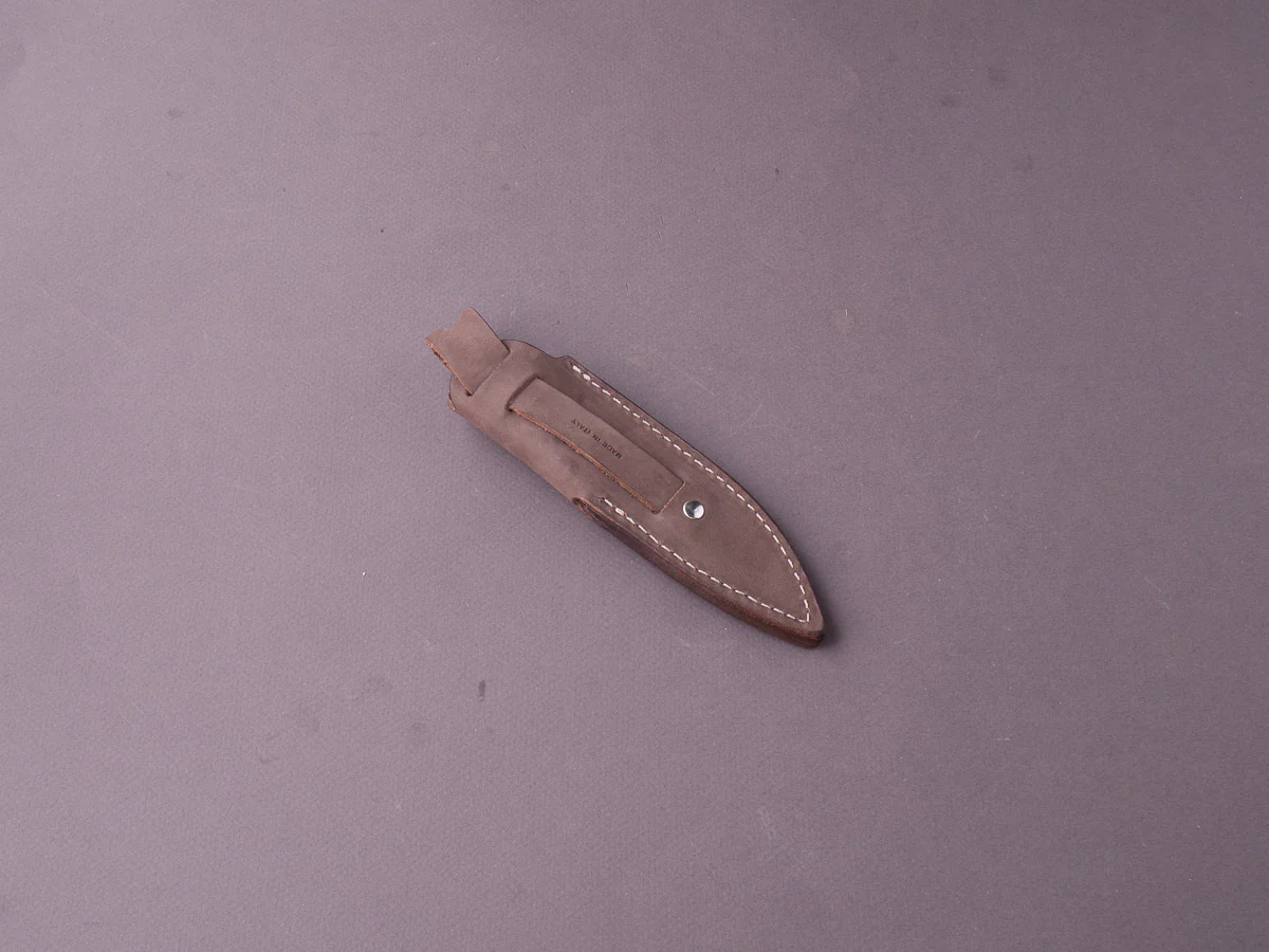 lionSTEEL - Fixed Blade - Willy - M390 - 65mm - White Canvas Micarta - Leather Sheath - Image 8